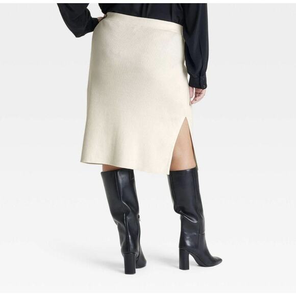 Ava & Viv Women’s Plus 2X White Ribbed Sweater Knit Pullover Long Sleeve - Picture 2 of 6